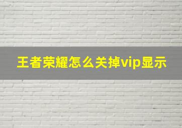 王者荣耀怎么关掉vip显示