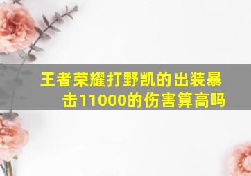 王者荣耀打野凯的出装暴击11000的伤害算高吗