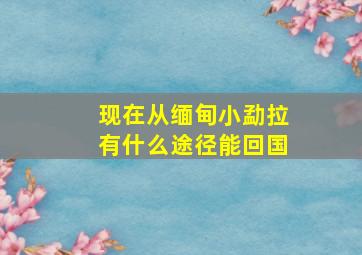 现在从缅甸小勐拉有什么途径能回国