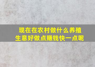 现在在农村做什么养殖生意好做点赚钱快一点呢