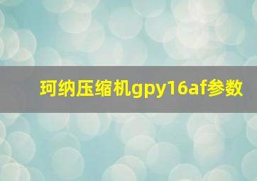 珂纳压缩机gpy16af参数