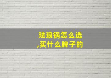 珐琅锅怎么选,买什么牌子的