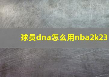 球员dna怎么用nba2k23