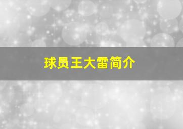 球员王大雷简介