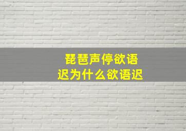 琵琶声停欲语迟为什么欲语迟