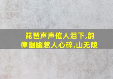 琵琶声声催人泪下,韵律幽幽惹人心碎,山无陵