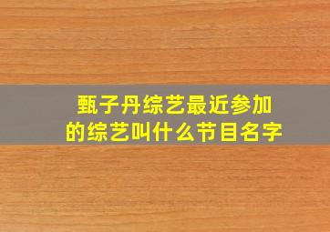 甄子丹综艺最近参加的综艺叫什么节目名字