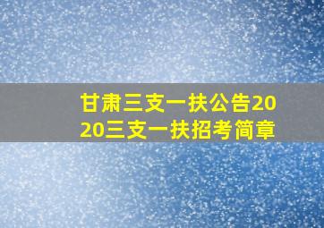 甘肃三支一扶公告2020三支一扶招考简章