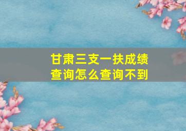 甘肃三支一扶成绩查询怎么查询不到