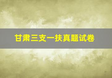 甘肃三支一扶真题试卷