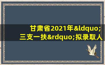 甘肃省2021年“三支一扶”拟录取人员信息汇总表