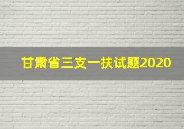 甘肃省三支一扶试题2020