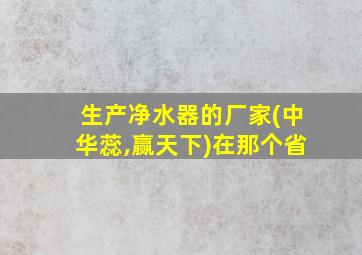 生产净水器的厂家(中华蕊,赢天下)在那个省