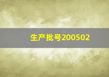 生产批号200502