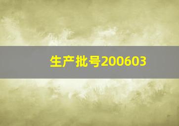 生产批号200603