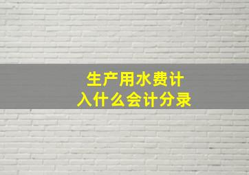 生产用水费计入什么会计分录