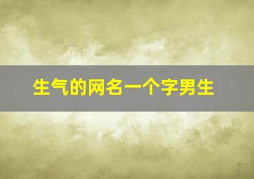 生气的网名一个字男生