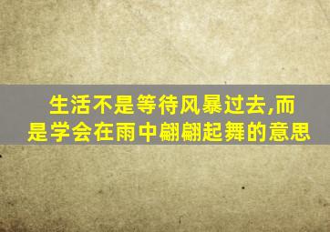 生活不是等待风暴过去,而是学会在雨中翩翩起舞的意思