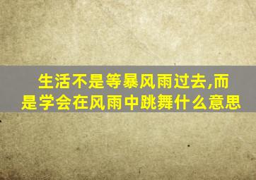 生活不是等暴风雨过去,而是学会在风雨中跳舞什么意思