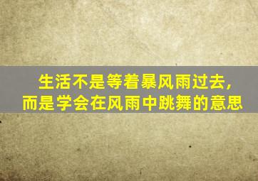 生活不是等着暴风雨过去,而是学会在风雨中跳舞的意思