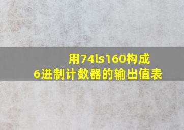 用74ls160构成6进制计数器的输出值表