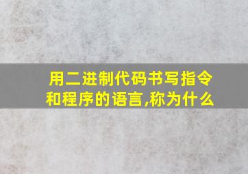 用二进制代码书写指令和程序的语言,称为什么