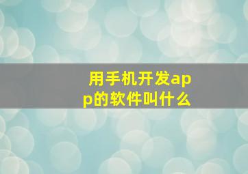 用手机开发app的软件叫什么