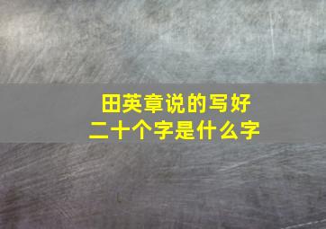 田英章说的写好二十个字是什么字