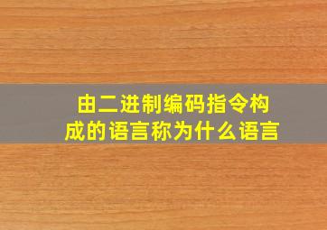 由二进制编码指令构成的语言称为什么语言