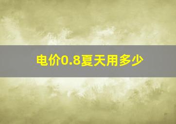 电价0.8夏天用多少