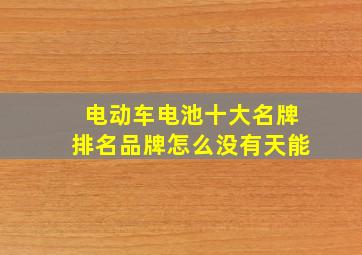 电动车电池十大名牌排名品牌怎么没有天能