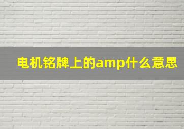 电机铭牌上的amp什么意思