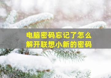 电脑密码忘记了怎么解开联想小新的密码