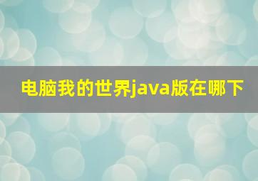 电脑我的世界java版在哪下