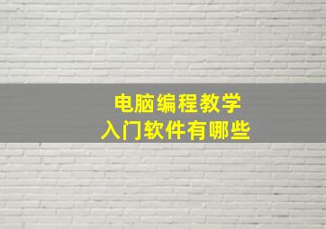 电脑编程教学入门软件有哪些