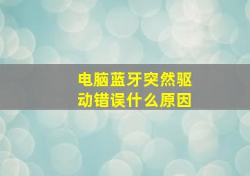 电脑蓝牙突然驱动错误什么原因