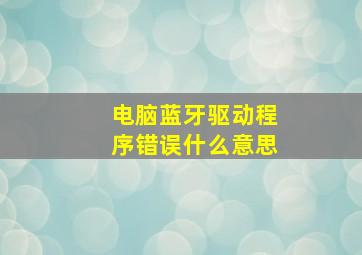 电脑蓝牙驱动程序错误什么意思