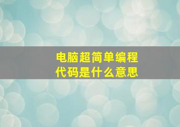 电脑超简单编程代码是什么意思