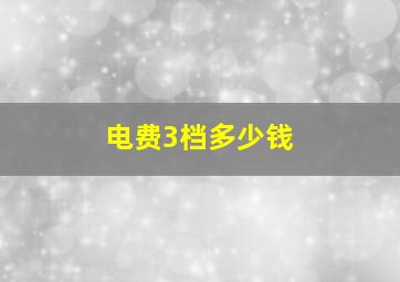 电费3档多少钱