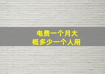 电费一个月大概多少一个人用