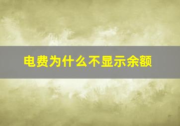 电费为什么不显示余额