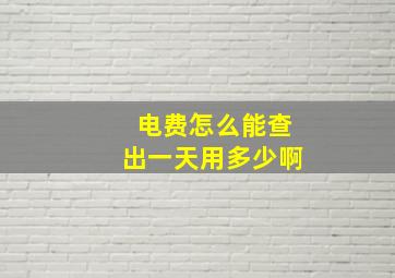 电费怎么能查出一天用多少啊