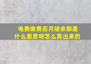 电费缴费后月结余额是什么意思呀怎么算出来的