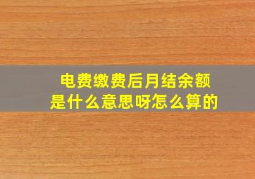 电费缴费后月结余额是什么意思呀怎么算的