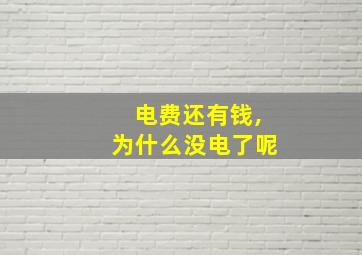 电费还有钱,为什么没电了呢