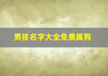 男孩名字大全免费属狗