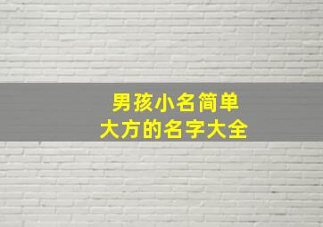 男孩小名简单大方的名字大全