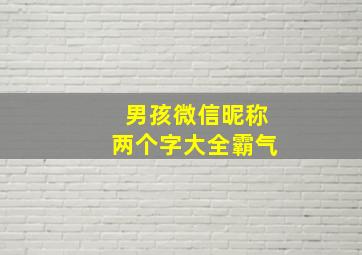 男孩微信昵称两个字大全霸气