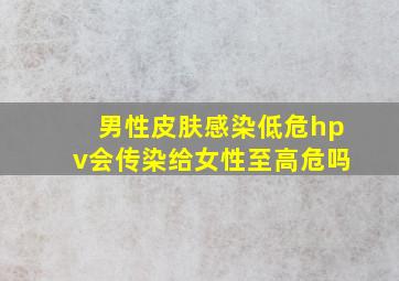 男性皮肤感染低危hpv会传染给女性至高危吗