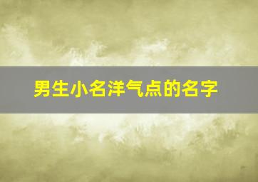 男生小名洋气点的名字